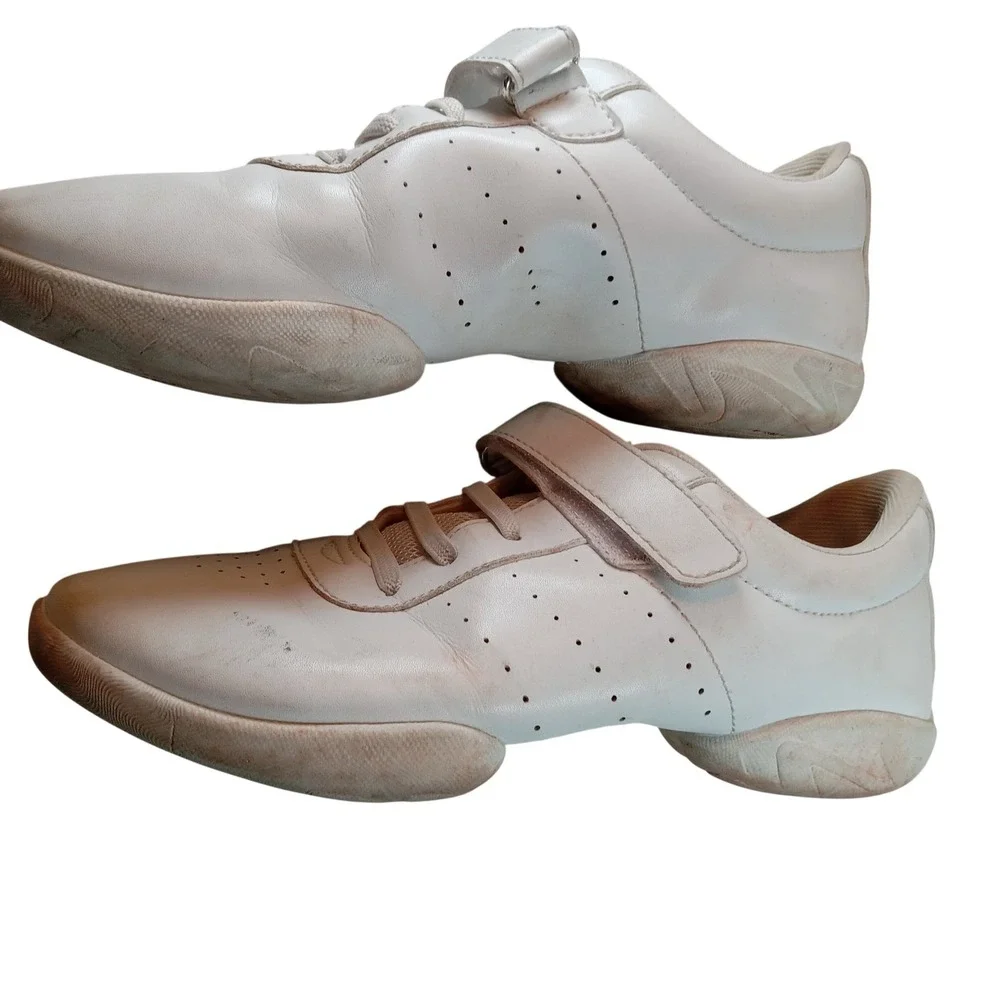 Ryka White Leather Cheer Shoes Split Sole Dance Sneakers Women Size 5 Camp Footb